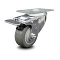 Service Caster 3 Inch Gray Polyurethane Wheel Swivel Top Plate Caster with Total Lock Brake SCC-TTL20S314-PPUB